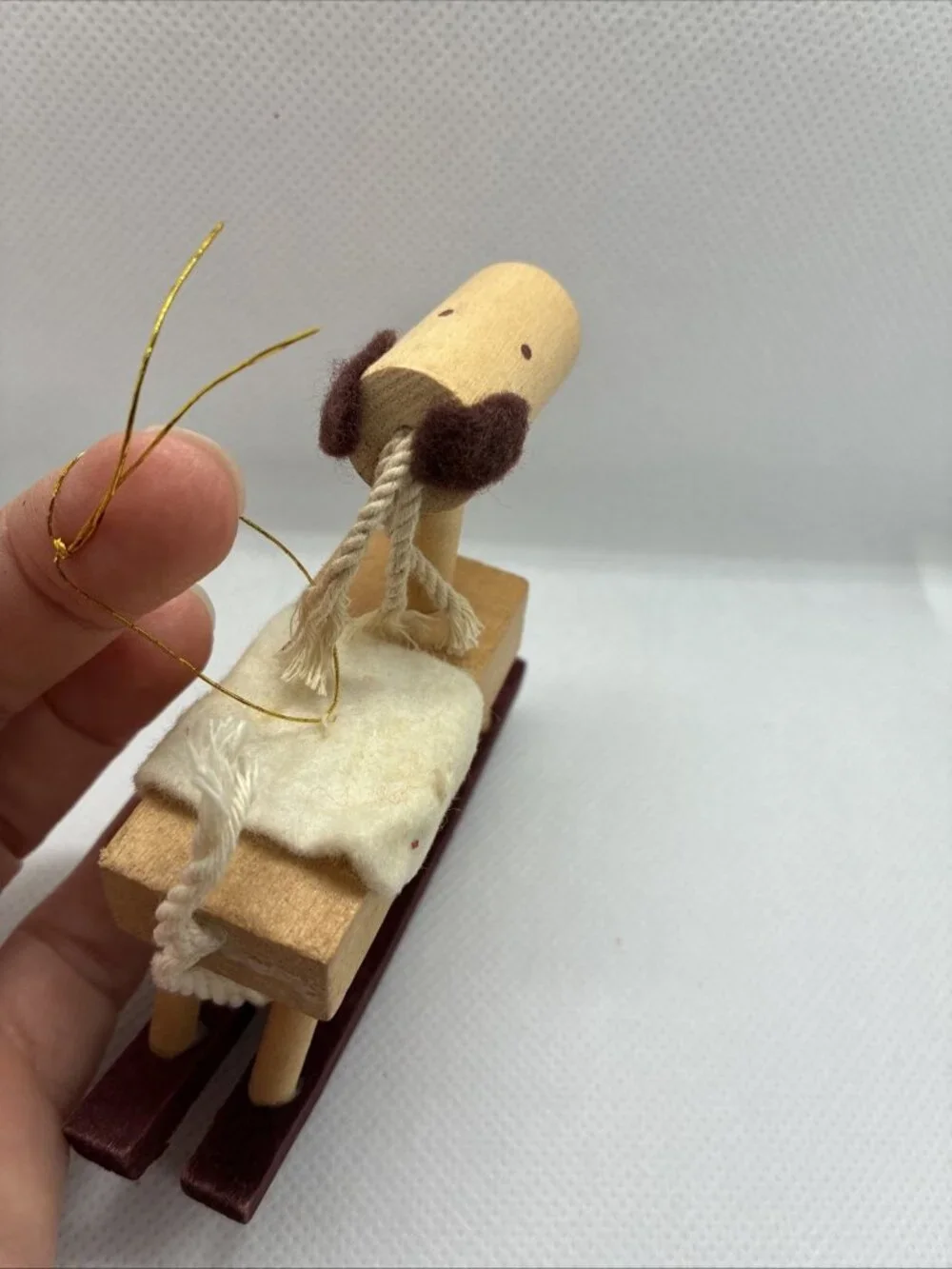 Vintage Wooden Rocking Horse Christmas Ornament Rustic Folk Art Holiday Decor